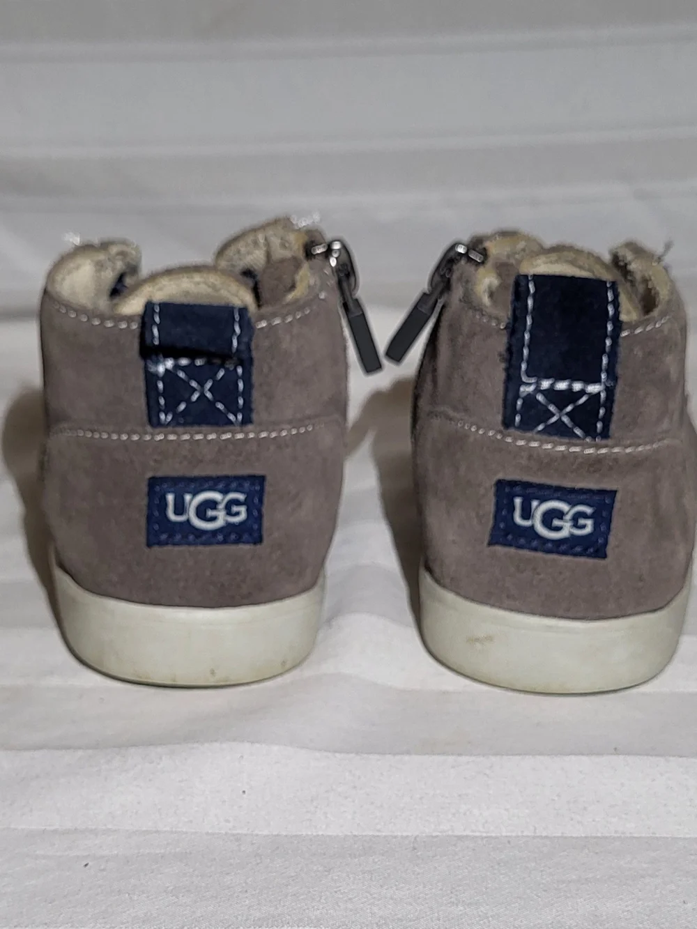 UGG Kids' Grey Suede Casual Shoes with Navy Accents